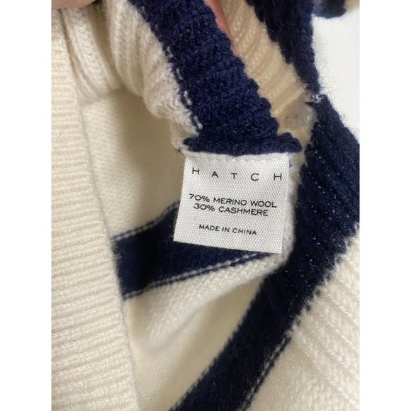 Hatch Women’s Maternity Hooded Sweater Off White Navy Blue 0 Wool Cashmere - Picture 5 of 7